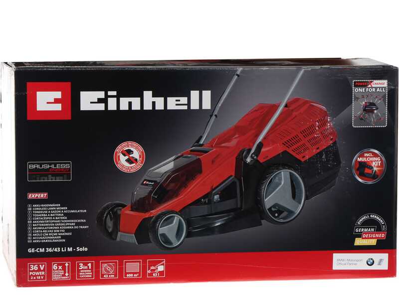 Einhell GE-CM 36/43 Li Battery-powered Lawn Mower with Starter Kit Including Two 8V/4ah Batteries and Battery Charger