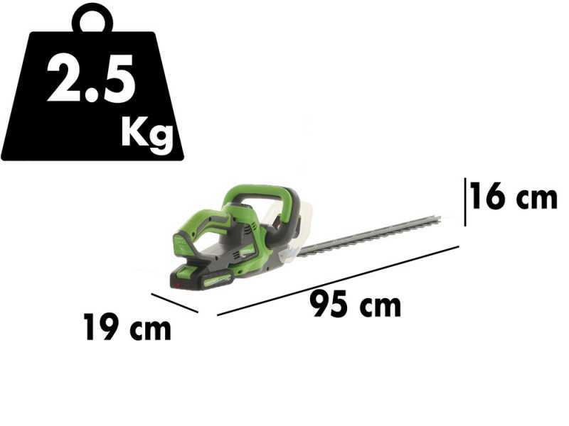 Verdemax TS20 Battery-powered Hedge Trimmer - 60 cm Blade - 20 V 2Ah Battery