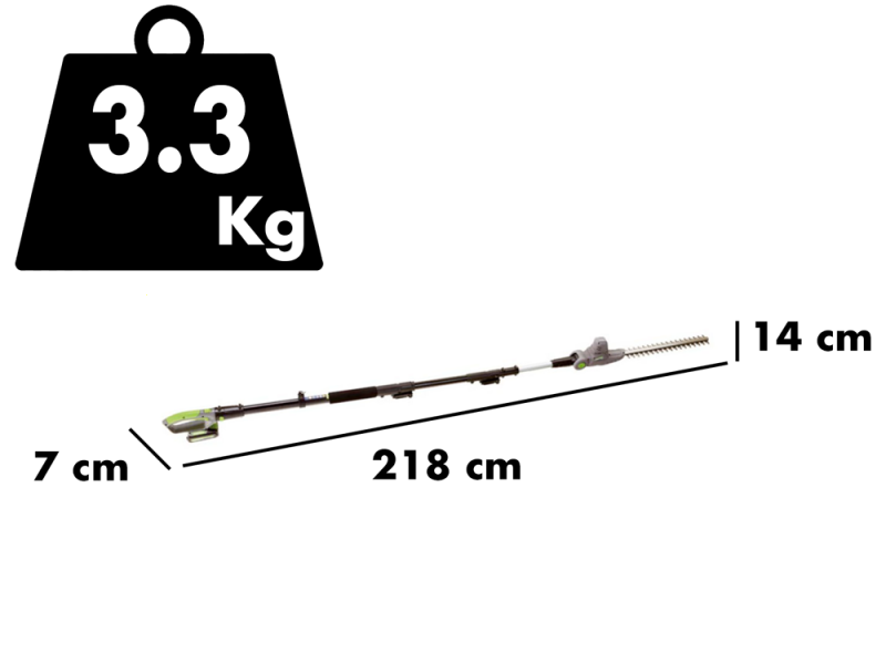 Verdemax TT20 Adjustable Electric Hedge Trimmer on Extension Pole - 20 V 2Ah Battery