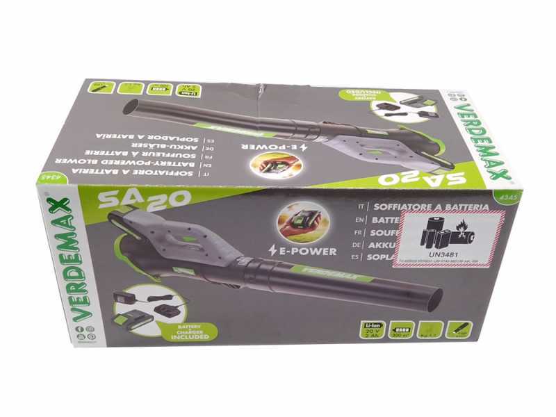 Verdemax SA20 Leaf Blower - 20 V 2 Ah Battery