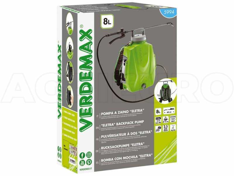 Verdemax FUTURA 8L - Battery-powered Shoulder Sprayer Pump - 12 V - 2.5 Ah