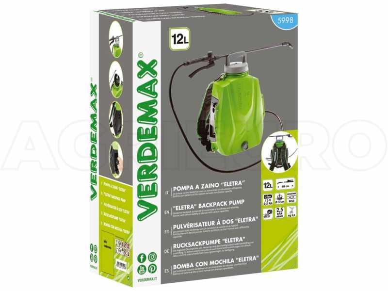 Verdemax FUTURA 12 L - Battery-powered Shoulder Sprayer Pump -12V - 2.5 Ah