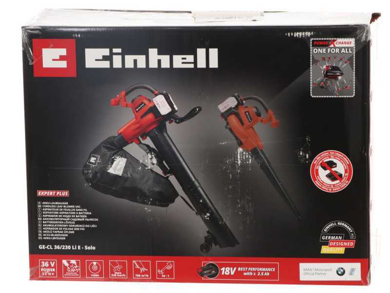 Einhell GE-CL 36/230 Li E Leaf Blower - Garden Vacuum - Shredder - 18 V/2.5 Ah Batteries and Charger Included