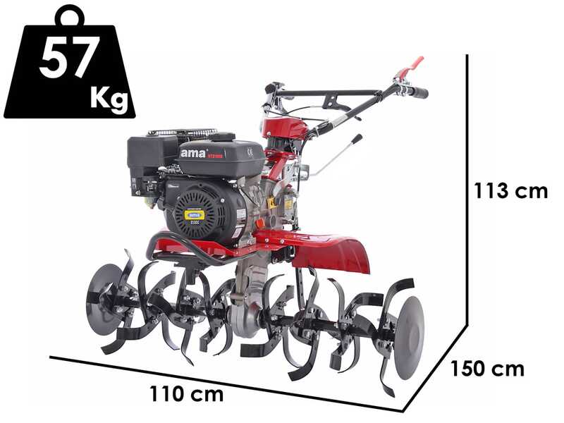 AMA MTZ100G - 7 HP Petrol Garden Tiller - 212 cc Engine