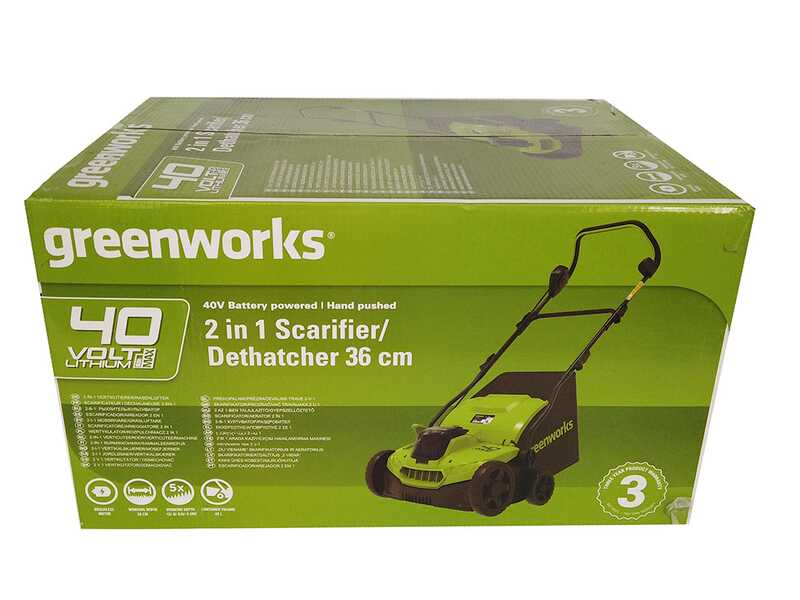 Greenworks GD40SC38II - Battery-powered Lawn Scarifier - 40 V- 4Ah