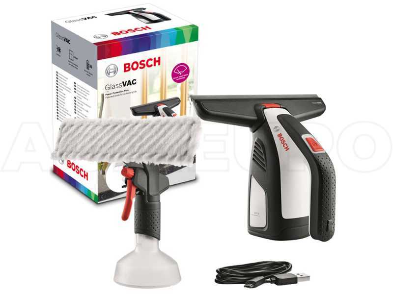BOSCH GlassVAC Solo Plus Battery-Powered Electric Window Cleaner - with head, sprayer and micrfiber cloth