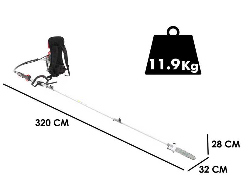 GeoTech GT-2 52 BP Backpack 2-Stroke Pruner on Extension Pole - 52 cc