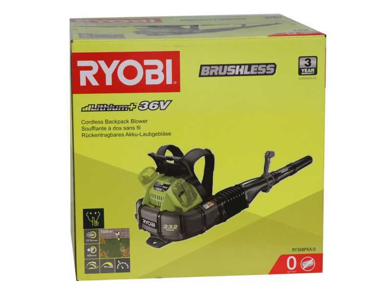 RYOBI RY36BPXA-0 BRUSHLESS Backpack Leaf Blower - 36V - WITHOUT BATTERY AND CHARGER