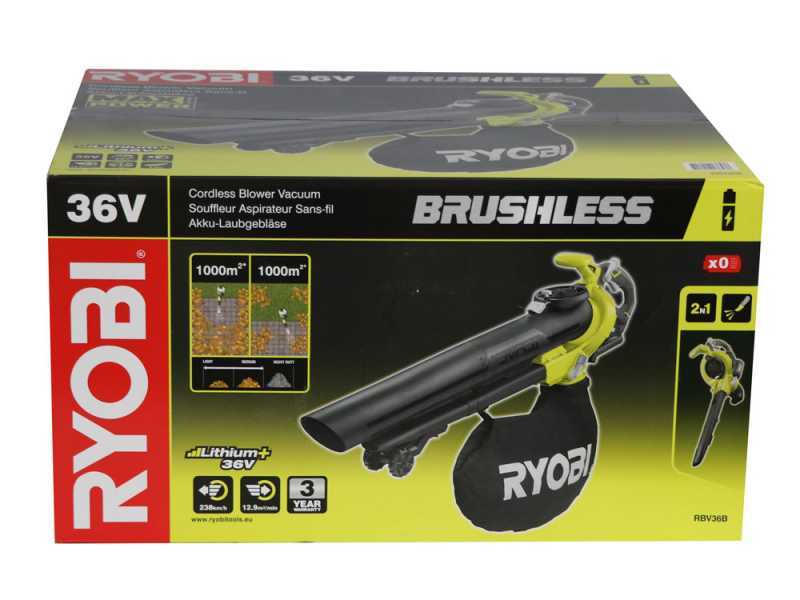 RYOBI RBV36B Cordless Blower - Vacuum - Shredder - WITHOUT BATTERY AND BATTERY CHARGER