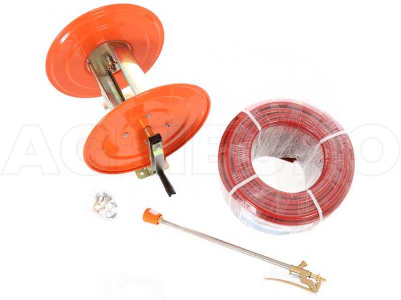 100 mt Galvanized Spraying Hose Reel &ndash; 20 bar &ndash; with brass lever and lance