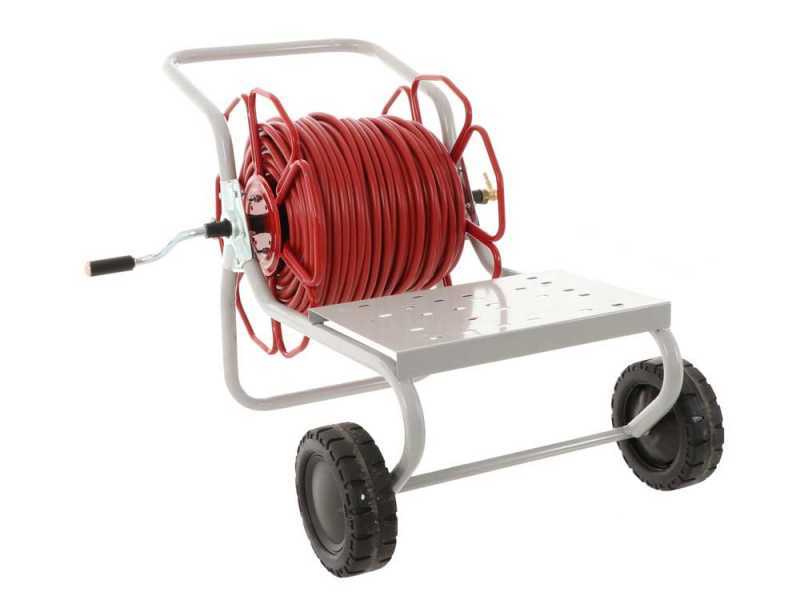 Spraying Hose Reel with Rounded Cart &ndash;100 mt - 40 bar &ndash; with Professional Mitra Lance for tall trees