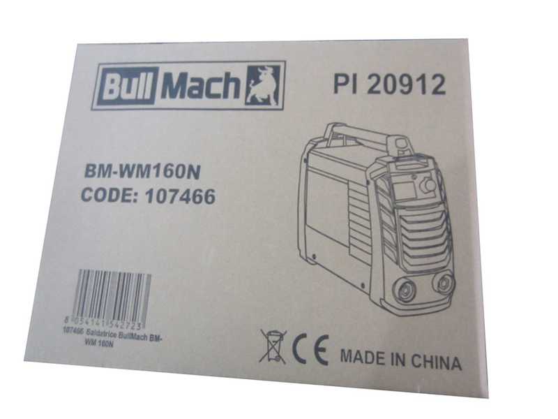 Inverter Electrode Welding Machine in direct current BullMach BM-WM 160N - 160A - with MMA Kit