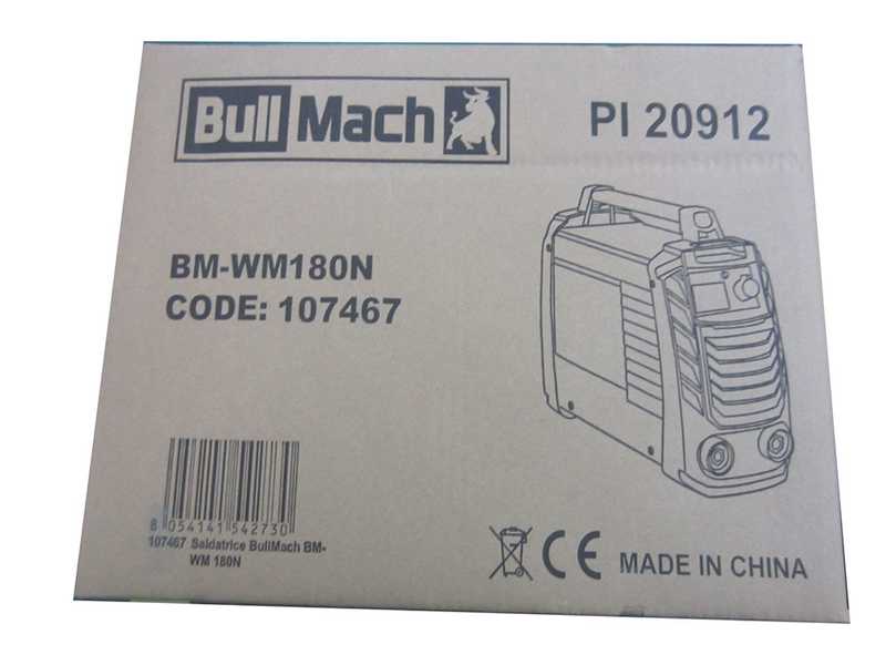 Inverter Electrode Welding Machine in direct current BullMach BM-WM 180N - 180A - with MMA Kit