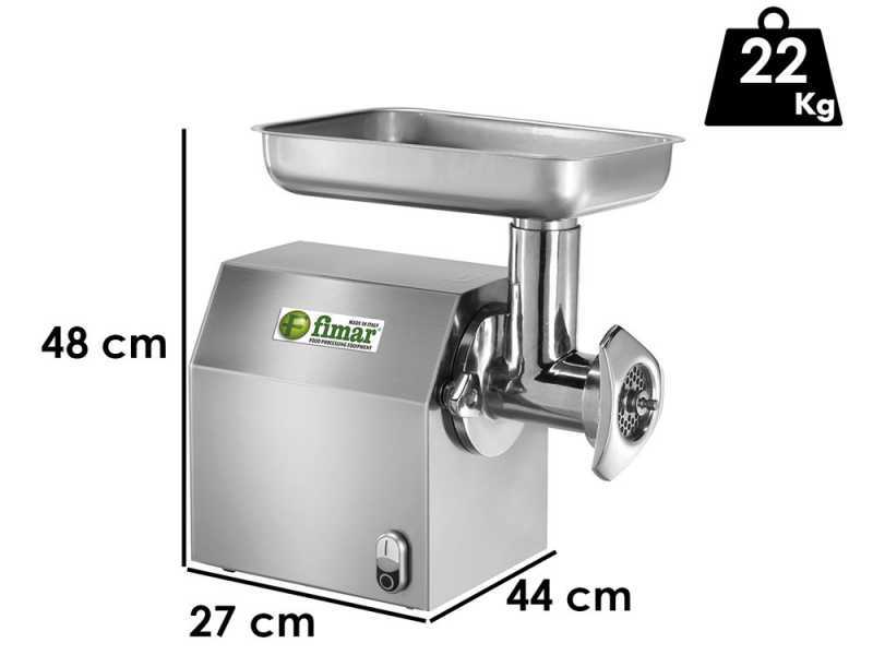 FIMAR TC 12C Electric Meat Mincer - Body and Grinding Unit in Stainless Steel - Single-phase - 230 V / 1.0 hp