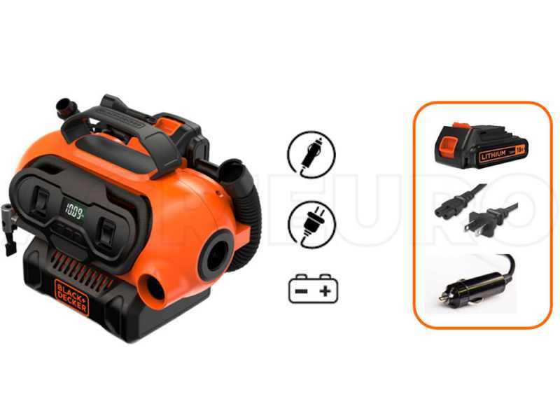 Black &amp; Decker BDCINF18N-QS - Oilless Multi-power Portable Air Compressor - 11 Bar Max