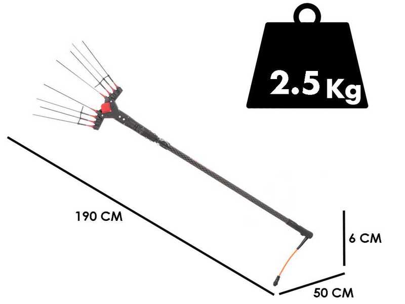 Castellari Vertigo Carbon C 30V - Electric Car-type Battery-powered Olive Harvester with cable supplied - Carbon Telescopic pole - 190/240 cm