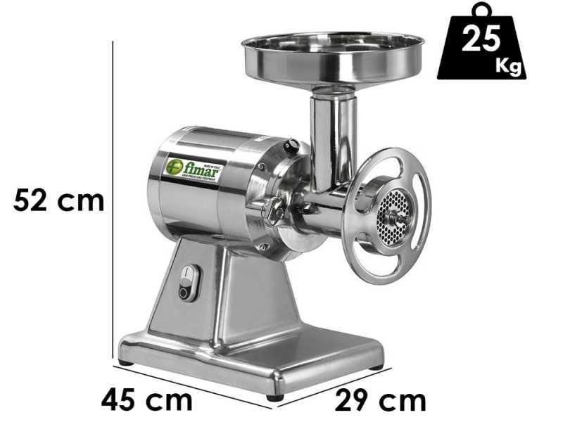 FIMAR TC22TE Electric Meat Mincer - Polished Aluminium Body - Stainless Steel Removable Grinding Unit- Three-phase - 400 V / 1.5 hp