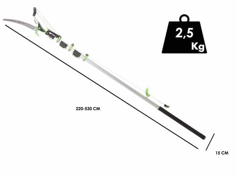 Verdemax - Saw complete with saw + Telescopic pole 3 sections cm 190-500