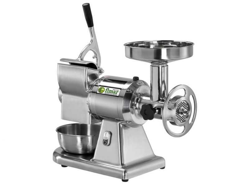 FIMAR TC22T Electric Meat Mincer - with Integrated Grater - Grinding Unit in Stainless Steel- Three-phase - 1.5HP/400V
