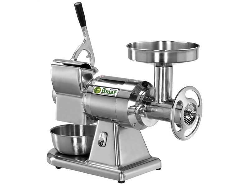 FIMAR TC22AE Electric Meat Mincer - with Integrated Grater - Removable Grinding Unit in Stainless Steel - Single-phase - 230 V / 1.5 hp