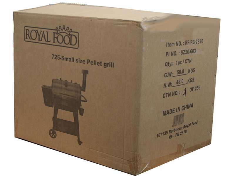 Royal Food RF-PB 2870 Wood Pellet Grill - Stainless Steel Grids - 65x42 cm Cooking Surface