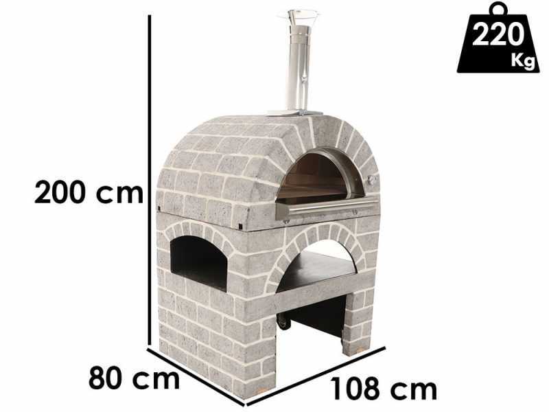 AgriEuro Top-Line Pulcinella Stone Grigio - Outdoor Wood-fired Pizza Oven 80X60 - 4 Pizzas