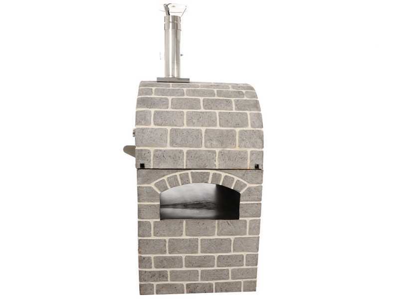AgriEuro Top-Line Pulcinella Stone Grigio - Outdoor Wood-fired Pizza Oven 80X60 - 4 Pizzas
