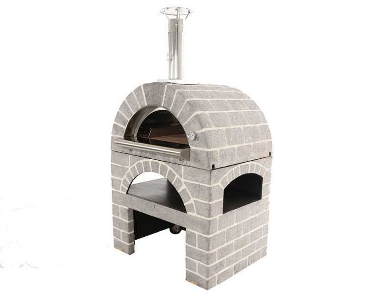 AgriEuro Top-Line Pulcinella Stone Grigio - Outdoor Wood-fired Pizza Oven 80X60 - 4 Pizzas