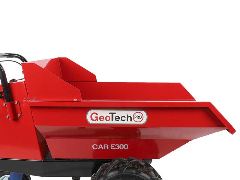 Battery-Powered Power Wheelbarrow GeotechPro Mini Dumper Car E300 - Manual Dumper Barrow 300 Kg