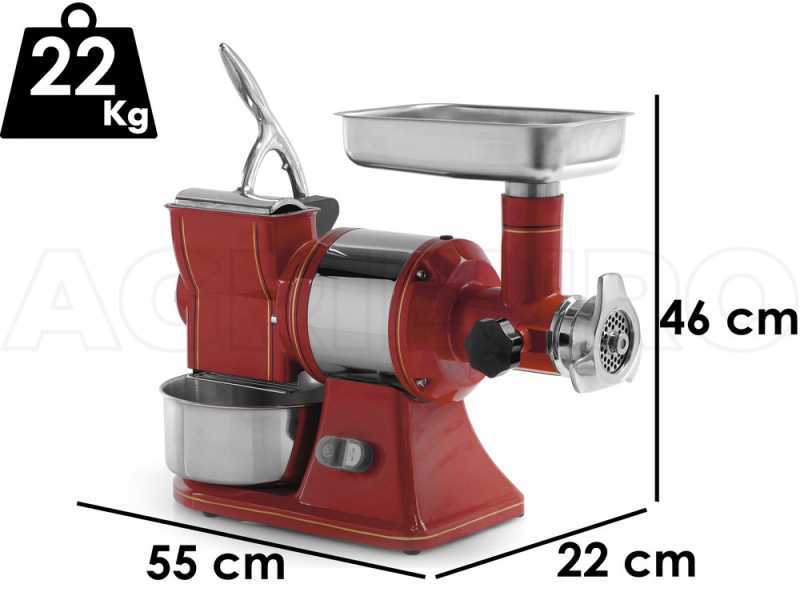 FAMA TG12 RETR&Ograve; Electric Meat Mincer - With Integrated Grater - Grinding Unit in stainless steel - Single-phase - 1.0HP/230V