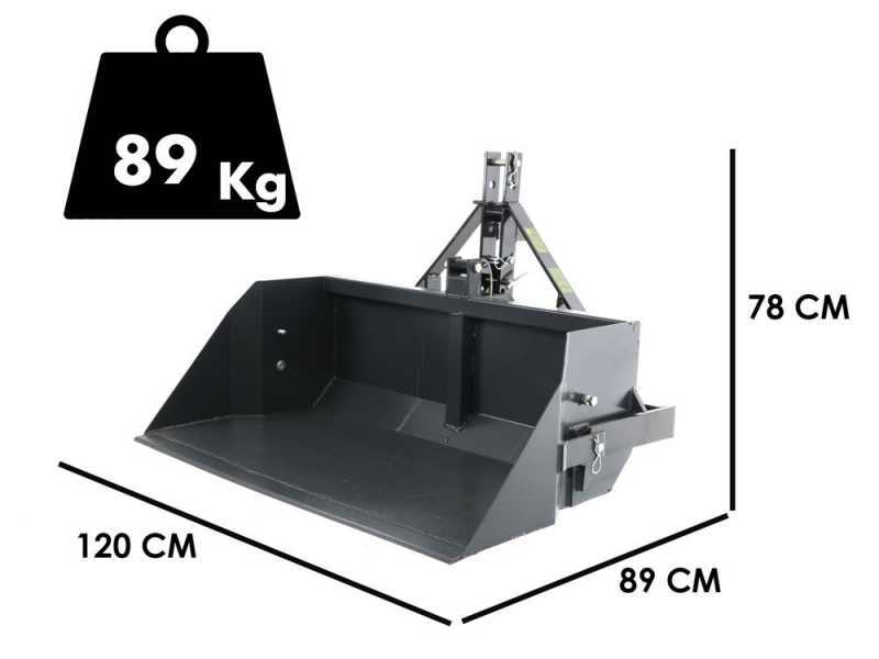 Blackstone B-PAL 120 - Tractor-mounted Rear Loader Bucket - 120 cm Blade - 400 Kg Load Capacity