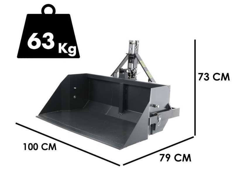 Blackstone B-PAL 100 - Tractor-mounted Rear Loader Bucket - 100 cm Blade - 400 Kg Load Capacity