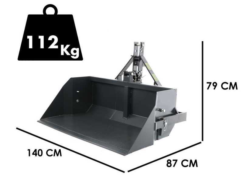 Blackstone B-PAL 140 - Tractor-mounted Rear Loader Bucket - 140 cm Blade - 400 Kg Load Capacity