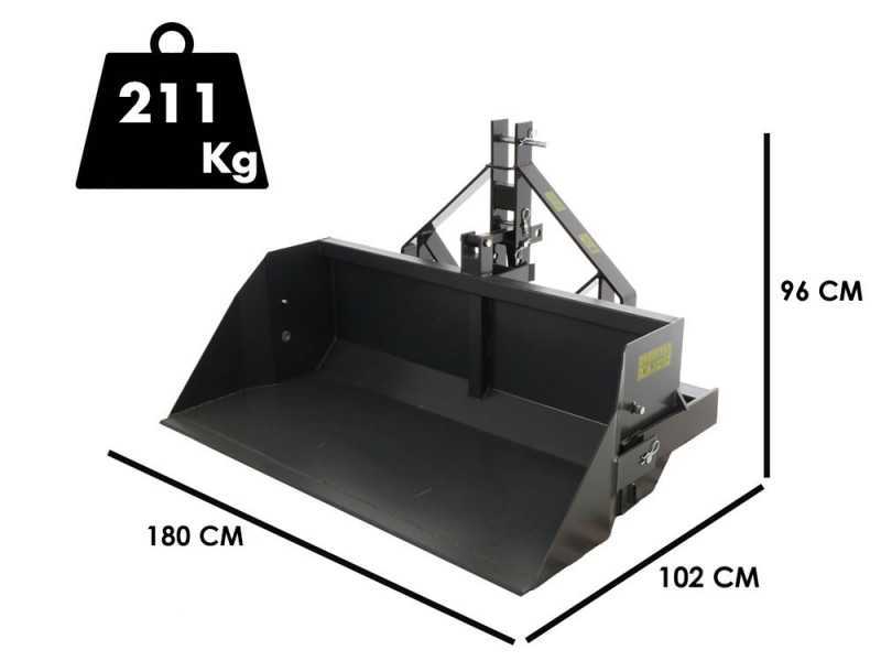 Blackstone B-PAL 180 - Tractor-mounted Rear Loader Bucket - 180 cm Blade - 700 Kg Load Capacity