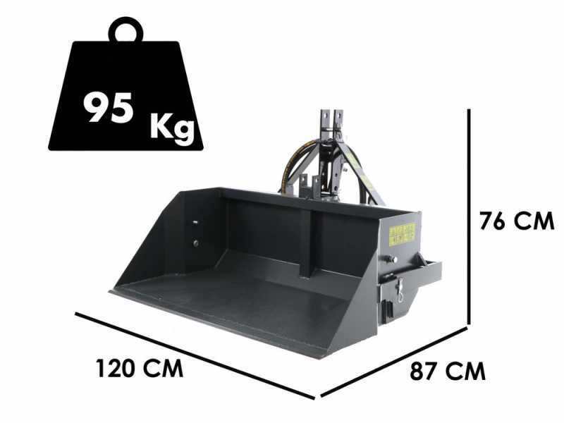 BlackStone B-PAL H 120 - Tractor-mounted Hydraulic Rear Loader Bucket - 120 cm - 400 Kg Load Capacity