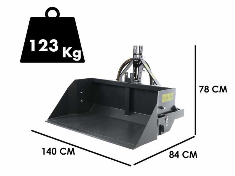 BlackStone B-PAL H 140 - Tractor-mounted Hydraulic Rear Loader Bucket - 140 cm - 400 Kg Load Capacity