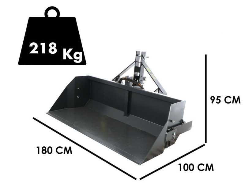 BlackStone B-PAL H 180 - Tractor-mounted Hydraulic Rear Loader Bucket - 180 cm - 700 Kg Load Capacity