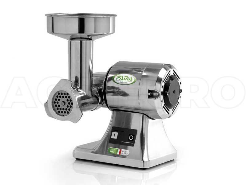 FAMA TS8 Electric Meat Mincer - Body in Polished Aluminium - Stainless Steel Grinding Unit - 0.5HP/230V