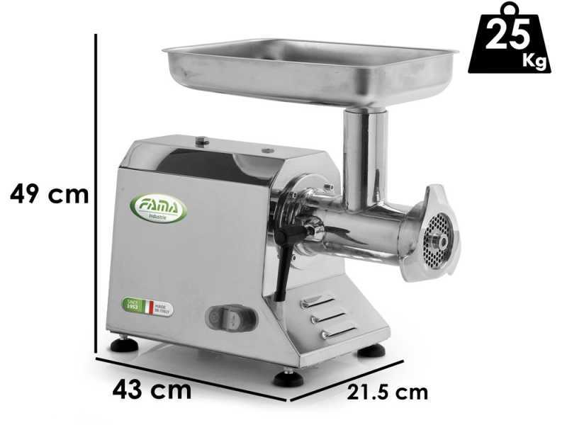 FAMA TIK22 UNIKO Electric Meat Mincer - Stainless Steel Machine Body and Removable Grinding Unit - Three-phase - 400 V / 1.5 hp