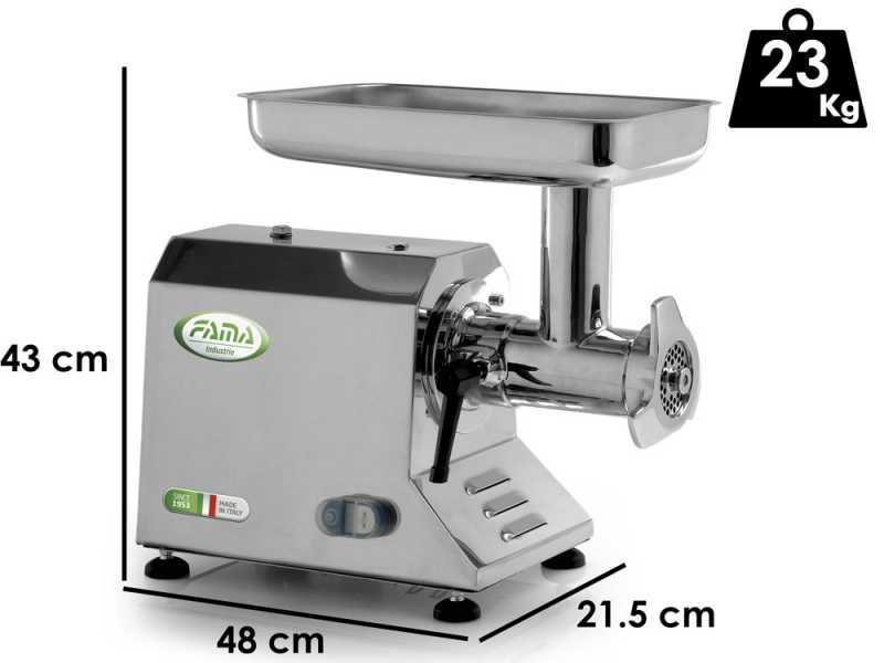 FAMA TIK12 UNIKO Electric Meat Mincer - Stainless Steel Body and Removable Grinding Unit - Single-phase - 230 V / 1.0 hp