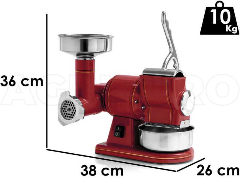 FAMA TG8R RETR&Oacute; Electric Meat Mincer - with Integrated Grater - Removable Grinding Unit in Stainless Steel - Single-phase - 0.5HP/230V