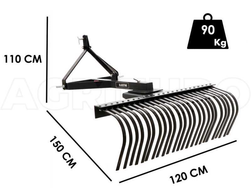 Blackstone B-LRK 120 Tractor-mounted Landscape Rake with 3-point Hitch