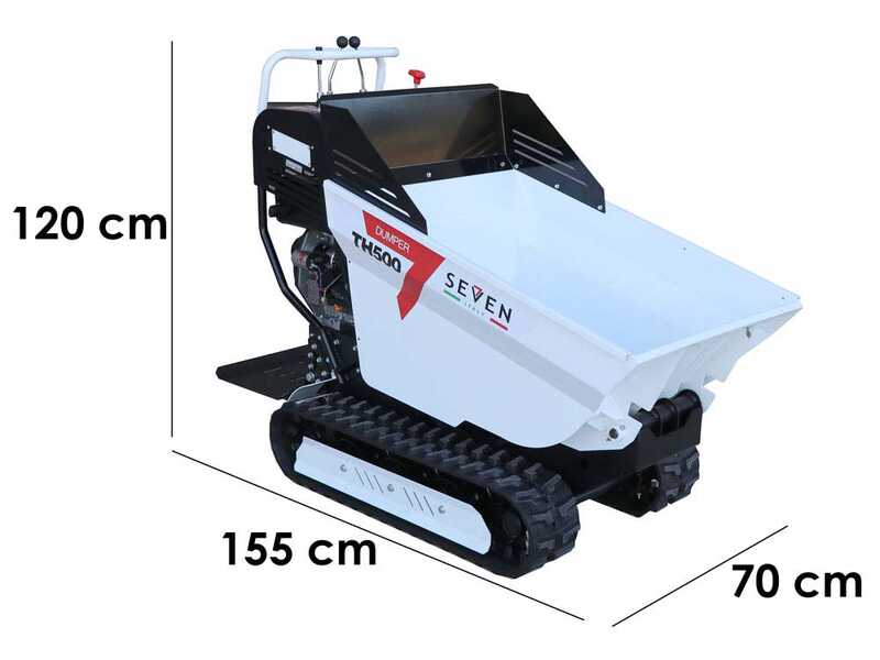 Seven Italy TH500 KM178-E Tracked Diesel Power Barrow - Hydraulic dumper truck with bucket 500 Kg