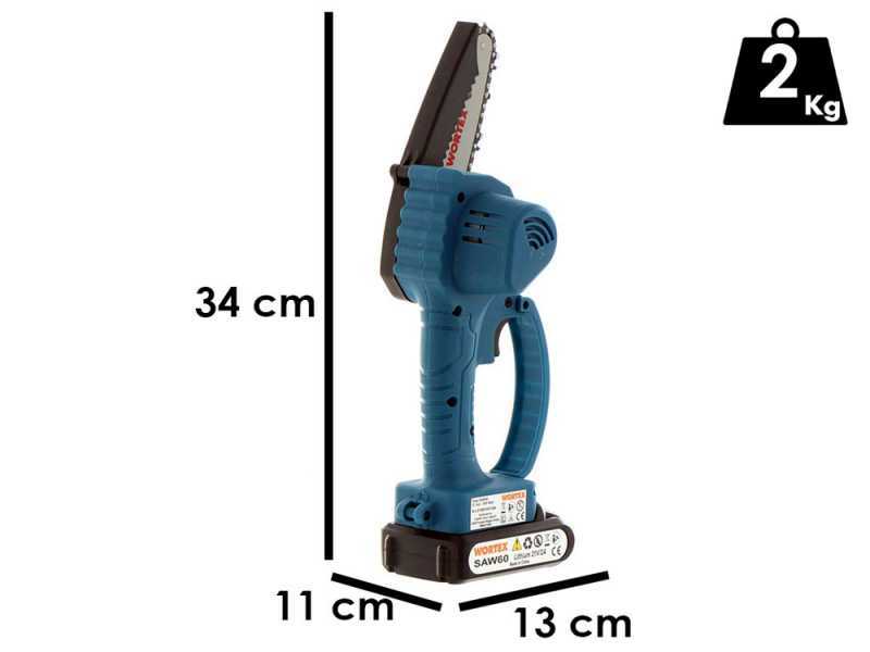 WORTEX SAW 60 Manual Battery-powered Electric Pruner - 2 batteries and battery charger included