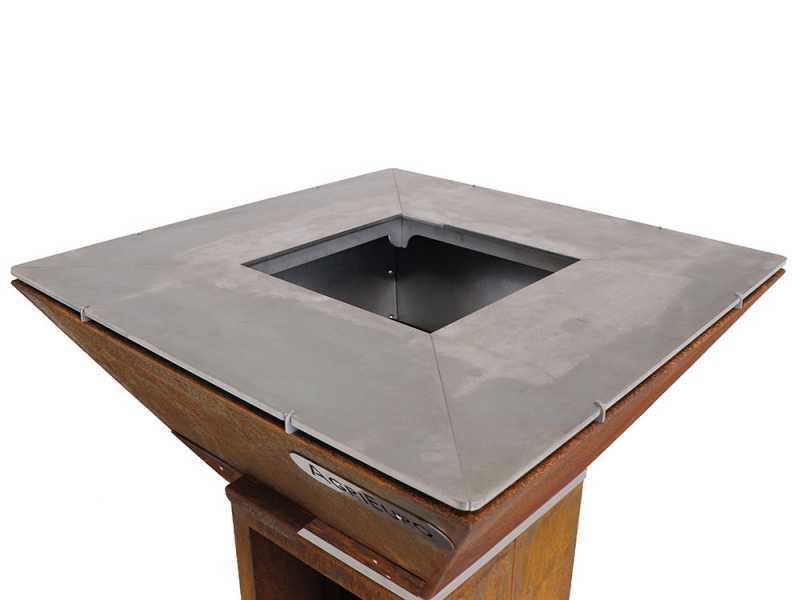 COLORADO Wood-fired Barbecue - 4 Stainless Steel Plates - Frame in Weathering Steel