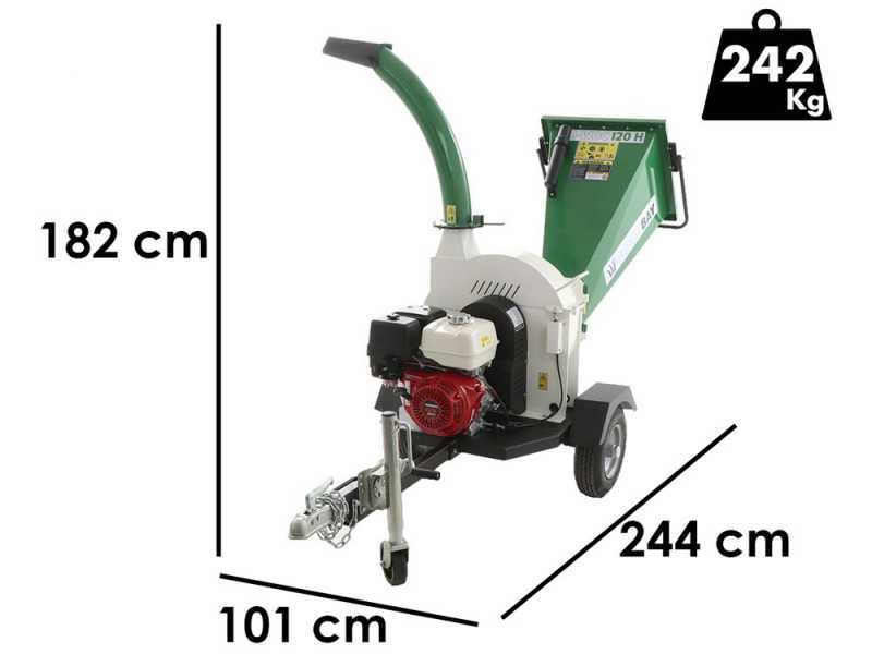 GreenBay GB-WDC 120 H - Professional Petrol wood chipper - 13 HP Honda GX390 engine