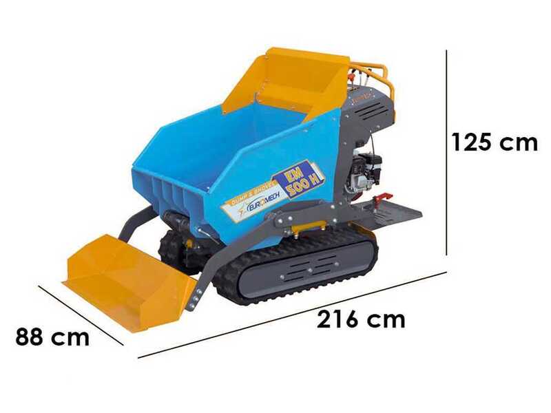 EuroMech EM500H-Dump &amp; Shovel Tracked Power Barrow - Hydraulic dumper with bucket 500 Kg