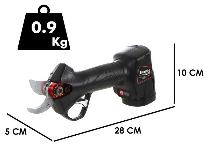 Blue Bird PS 21-25 Battery-powered Electric Pruning Shears - 2 Batteries Included - 14.4V 2Ah - &Oslash; 25 mm