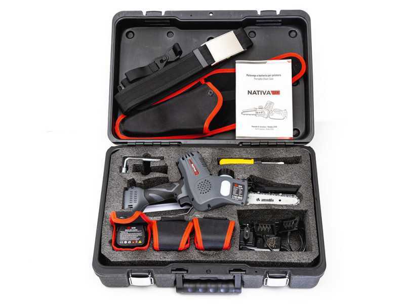 Ausonia Nativa Saw Battery-powered Electric Manual Pruner - 3 24V 2.5Ah Batteries - 100mm Cutting Capacity