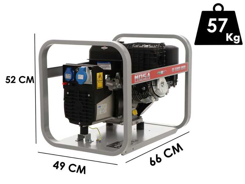 MOSA GE 5000 BBM - Petrol generator 4.5 kW - Continuous 3.6 kW Single-phase - B&amp;S XR1450 engine